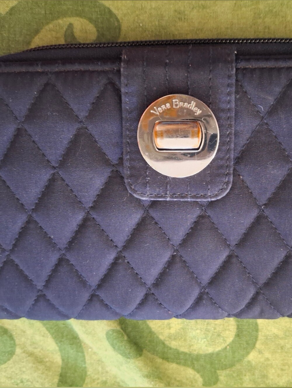 Vera Bradley Quilted Navy Turn-Lock Clutch